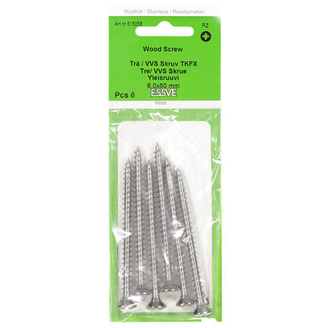 VVS-SKRUV TKFX A2 6,0X80MM 6ST               (12)2105800