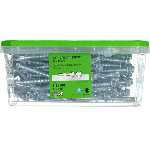 BYGGPLÅTSSKRUV 6,3X100 FZB 100ST                 441202