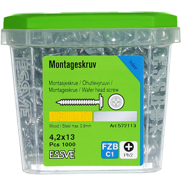 MONTAGESKRUV 4,2X13 TRÄ/STÅL 1000ST FZ             406508