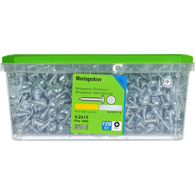MONTAGESKRUV 4,2X13 TRÄ/STÅL 1000ST FZ             406508