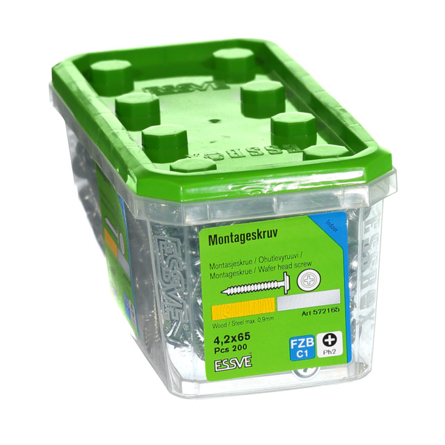 MONTAGESKRUV 4,2X65 TRÄ/STÅL 200ST FZ              406511
