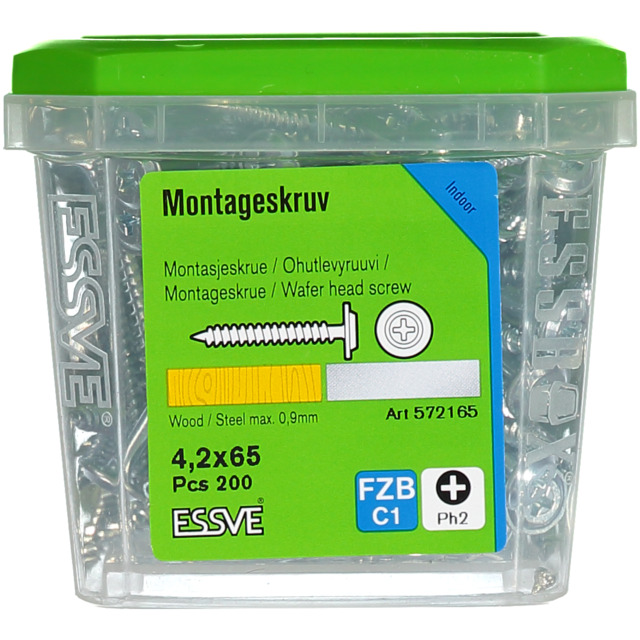 MONTAGESKRUV 4,2X65 TRÄ/STÅL 200ST FZ              406511