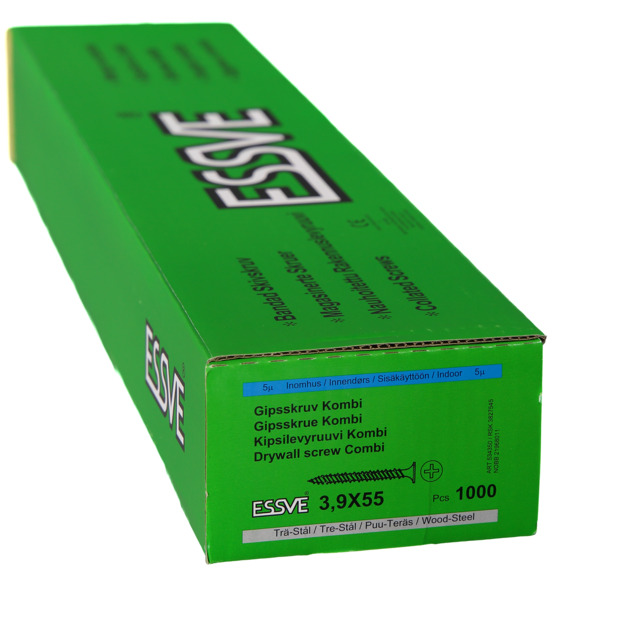 BANDAD GIPSSKRUV 3,9X55 FZ 1000ST STÅL/TRÄ KOMBI 406904 | Beijerbygg Byggmaterial