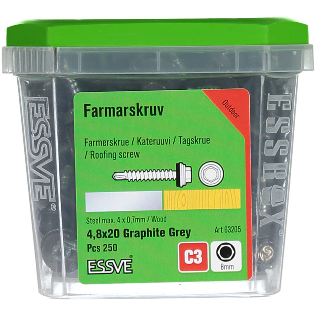 FARMARSKRUV 4,8X20 GRÅ 250ST             (6) 441302