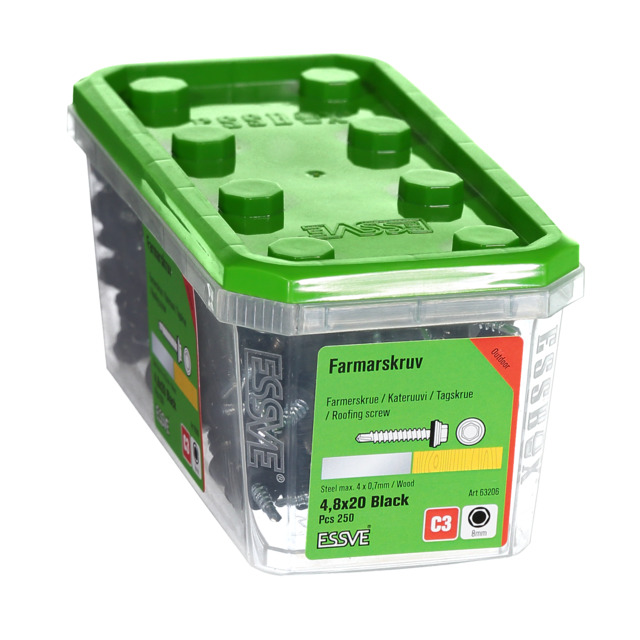 FARMARSKRUV 4,8X20 SVART 250ST                 441302