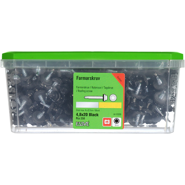 FARMARSKRUV 4,8X20 SVART 250ST                 441302