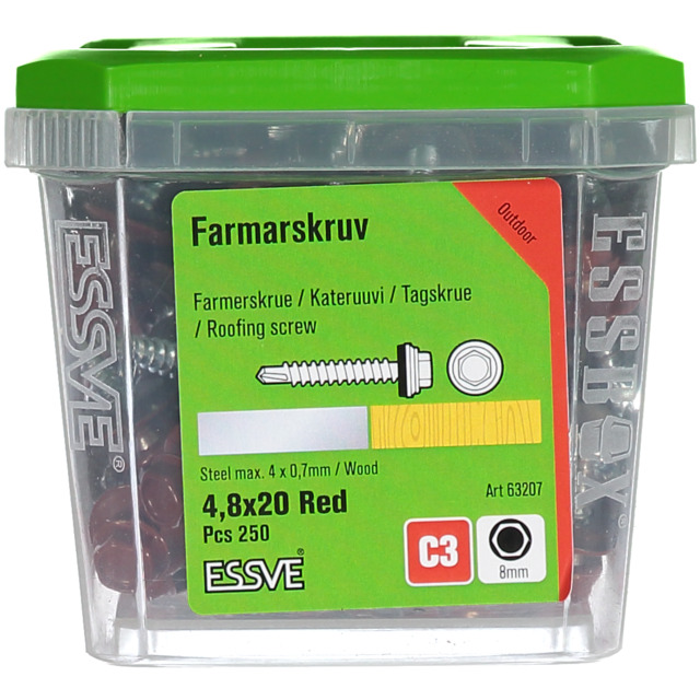 FARMARSKRUV 4,8X20 RÖD 250ST                 441302