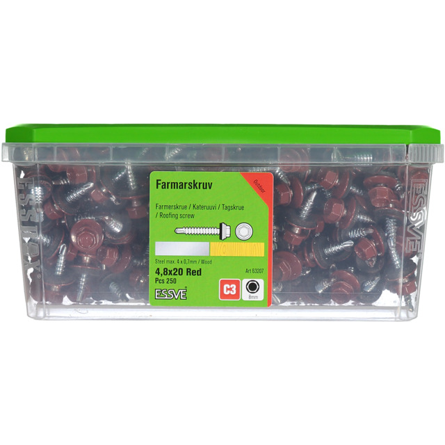 FARMARSKRUV 4,8X20 RÖD 250ST                 441302