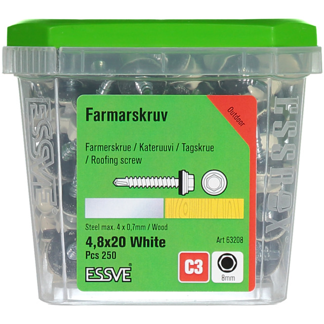 FARMARSKRUV 4,8X20 VIT 250ST                 441302