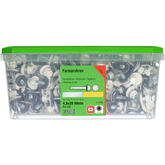 FARMARSKRUV 4,8X20 VIT 250ST                 441302