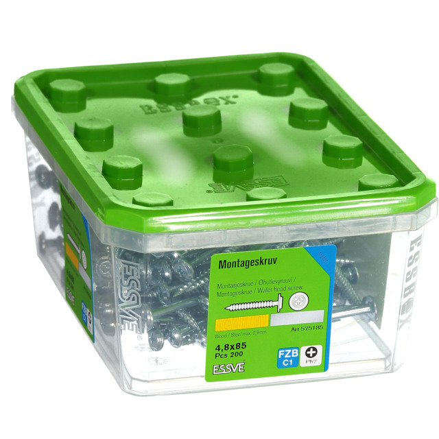 MONTAGESKRUV SH 4,8X85 FZB 200ST TRÄ/STÅL   406511