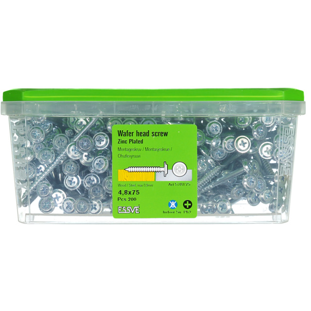 MONTAGESKRUV 4,8X75 FZ SH 200ST TRÄ/STÅL   406511