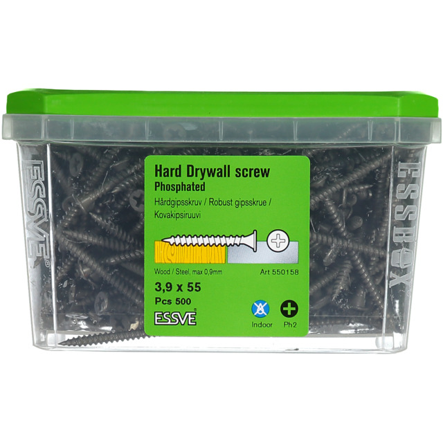 HÅRDGIPSSKRUV FÖR TRÄ/ STÅLREGEL PH2 FOS 3,9X55