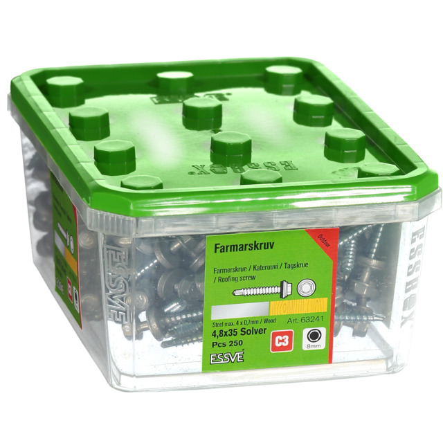 FARMARSKRUV BORRSPETS SEXKANTSH BRICKA SILVER 4,8X35 250ST