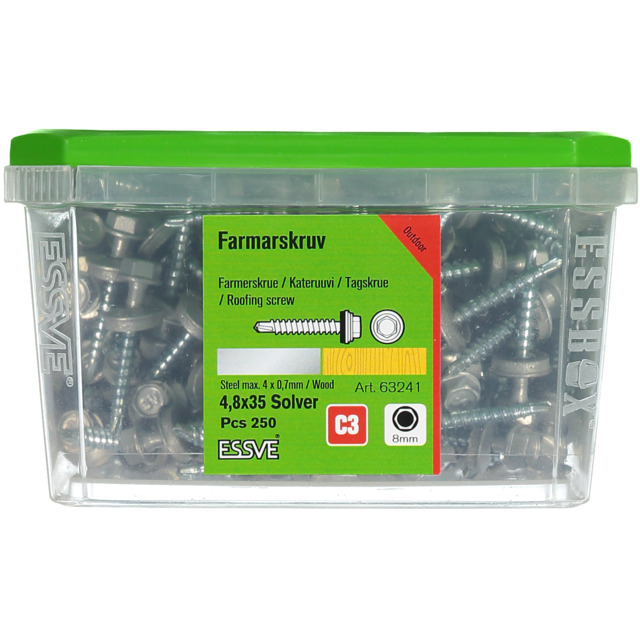 FARMARSKRUV BORRSPETS SEXKANTSH BRICKA SILVER 4,8X35 250ST