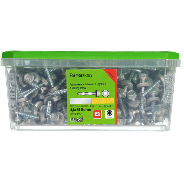 FARMARSKRUV BORRSPETS SEXKANTSH BRICKA SILVER 4,8X35 250ST