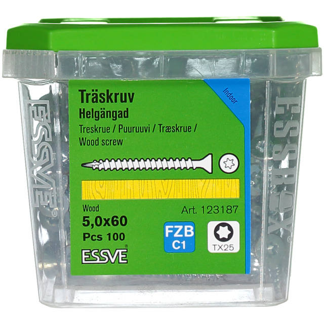 TRÄSKRUV HG FS FZB 5X60 100ST