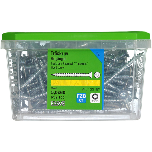 TRÄSKRUV HG FS FZB 5X60 100ST