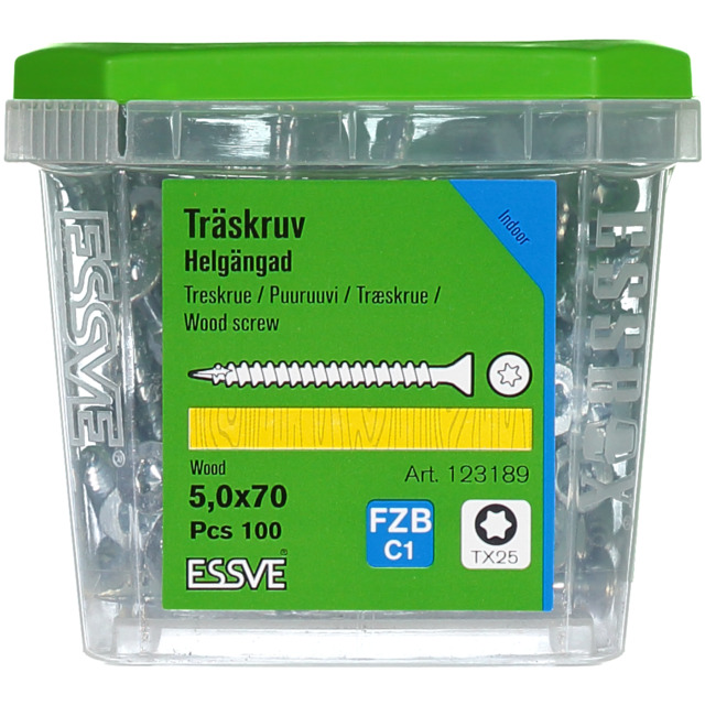 TRÄSKRUV HG FS FZB 5X70 100ST