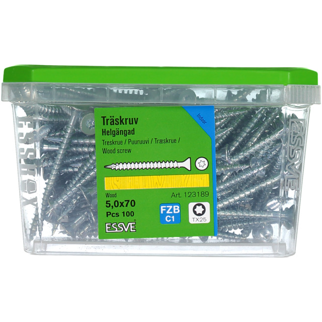 TRÄSKRUV HG FS FZB 5X70 100ST