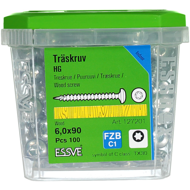 TRÄSKRUV KULLRIGT HUVUD TX30 HELGÄNGAD FZB 6X90MM 100ST