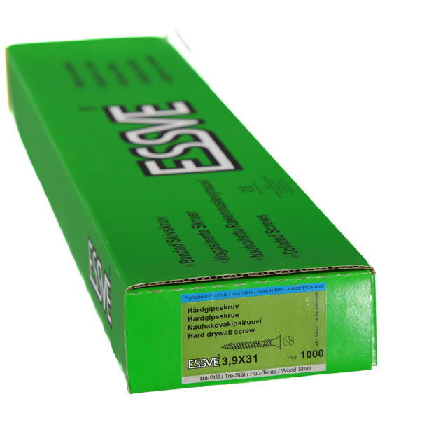 BANDAD HÅRDGIPSSKRUV 3,9X31 1000ST FOSF TRÄ/STÅL