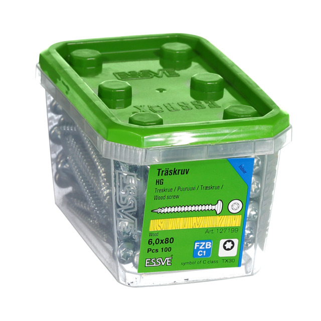 TRÄSKRUV KULLRIGT HUVUD TX30 HELGÄNGAD FZB 6X80MM 100ST