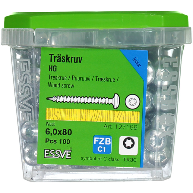 TRÄSKRUV KULLRIGT HUVUD TX30 HELGÄNGAD FZB 6X80MM 100ST