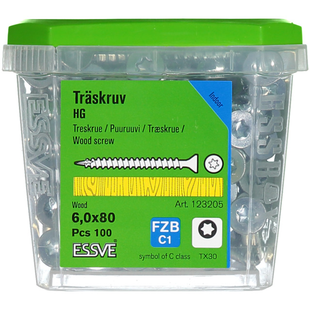 TRÄSKRUV HG FS FZB 6X80 100ST