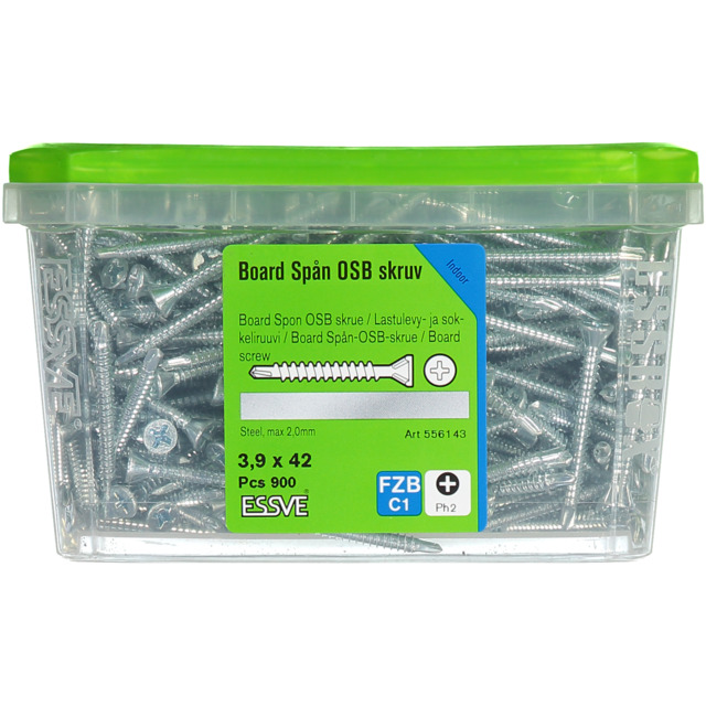 SPÅNSKIVESKRUV 3,9X41MM 900ST MED BORRSPETS FZB PH2