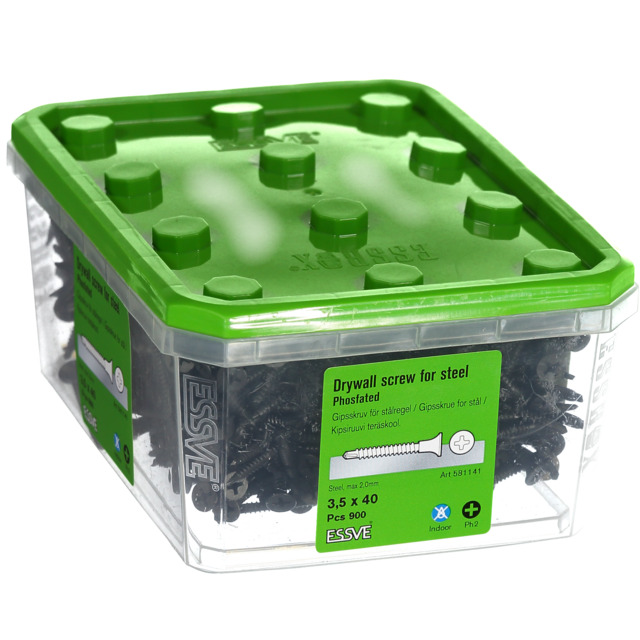 GIPSSKRUV 3,5X40 STÅL FOSF 900 900ST FOSFATERAD M BORRSPETS