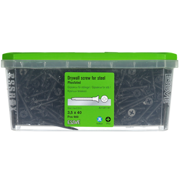 GIPSSKRUV 3,5X40 STÅL FOSF 900 900ST FOSFATERAD M BORRSPETS