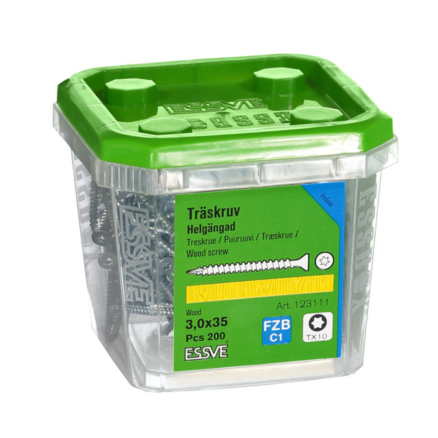 TRÄSKRUV FÖRSÄNKT HUVUD TX10 HELGÄNGAD FZB 3X35MM