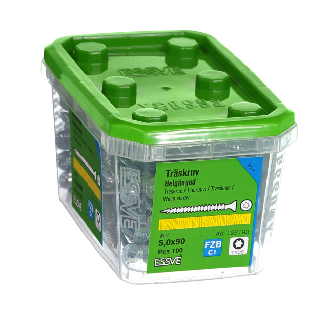 TRÄSKRUV HG FS FZB 5X90 100ST