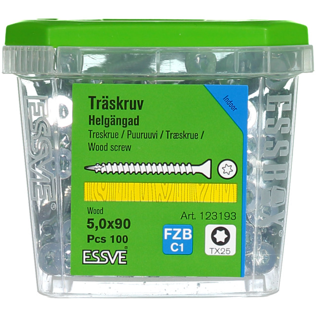 TRÄSKRUV HG FS FZB 5X90 100ST