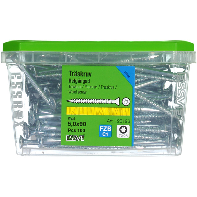 TRÄSKRUV HG FS FZB 5X90 100ST