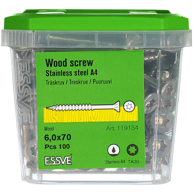 TRÄSKRUV FS TX30 A4 6X70MM FIBERCUT 100ST