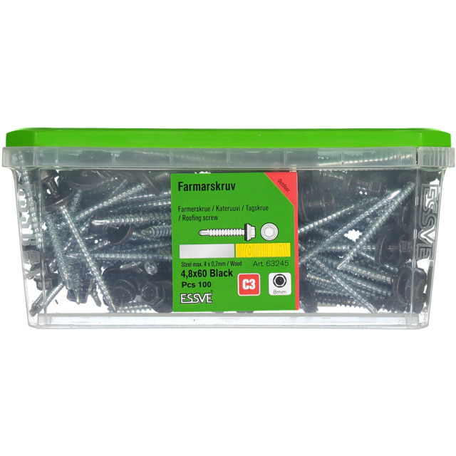 FARMARSKRUV 4,8X60 SV 9011 100ST                 441302