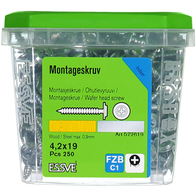 MONTAGESKRUV SH 4,2X19 FZB 250ST TRÄ/STÅL  (6) 406511