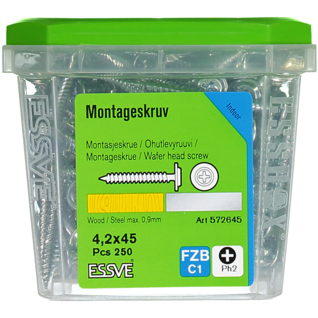 MONTAGESKRUV SH 4,2X45 FZB 250ST TRÄ/STÅL  (6) 406511