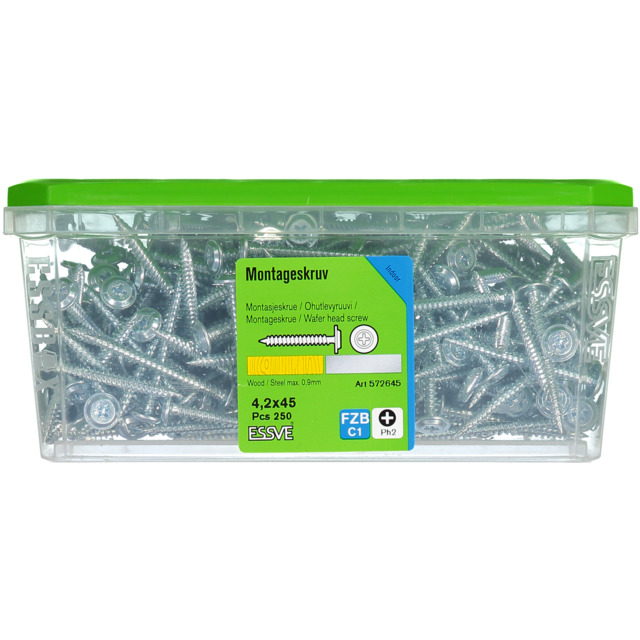 MONTAGESKRUV SH 4,2X45 FZB 250ST TRÄ/STÅL  (6) 406511