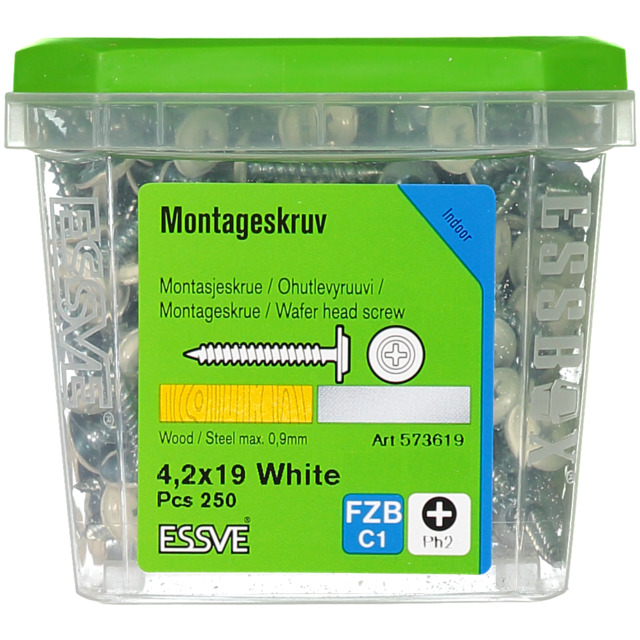 MONTAGESKRUV SH 4,2X19 VIT 250ST FZB         (6) 406511