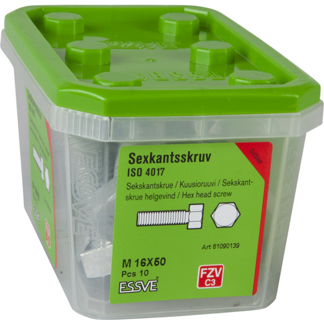 SEXKANTSSKRUV HELGÄNGAD ISO 4017 FZV M16X50 10ST/PKT | Beijerbygg Byggmaterial
