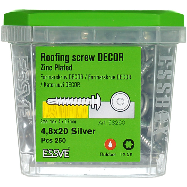 FARMARSKRUV 4,8X20 SILVER DECO TX25 250ST DECOR