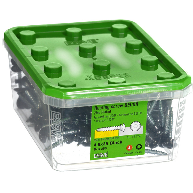 FARMARSKRUV 4,8X35 SVART DECOR TX25 250ST