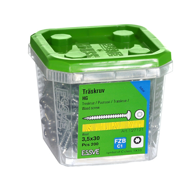 TRÄSKRUV KULLRIGT HUVUD TX10 HELGÄNGAD FZB 3,5X30MM 200ST