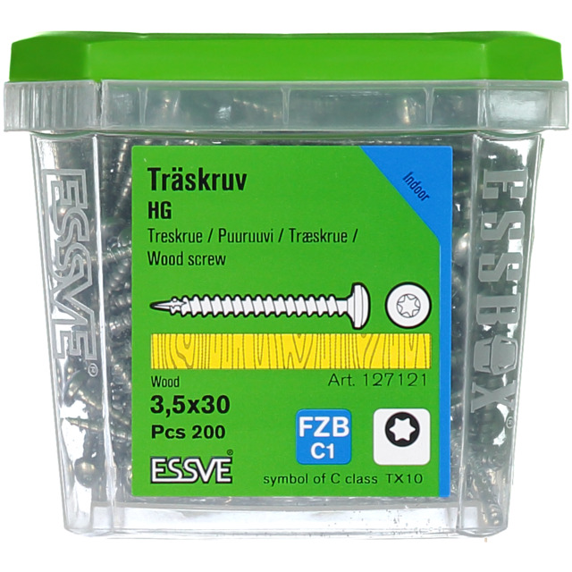 TRÄSKRUV KULLRIGT HUVUD TX10 HELGÄNGAD FZB 3,5X30MM 200ST