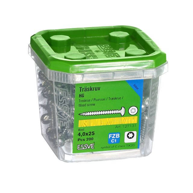 TRÄSKRUV KULLRIGT HUVUD TX20 HELGÄNGAD FZB 4X25MM 200ST