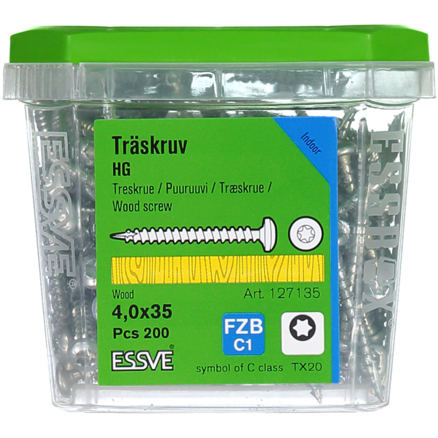 TRÄSKRUV KULLRIGT HUVUD TX20 HELGÄNGAD FZB 4X35MM 200ST