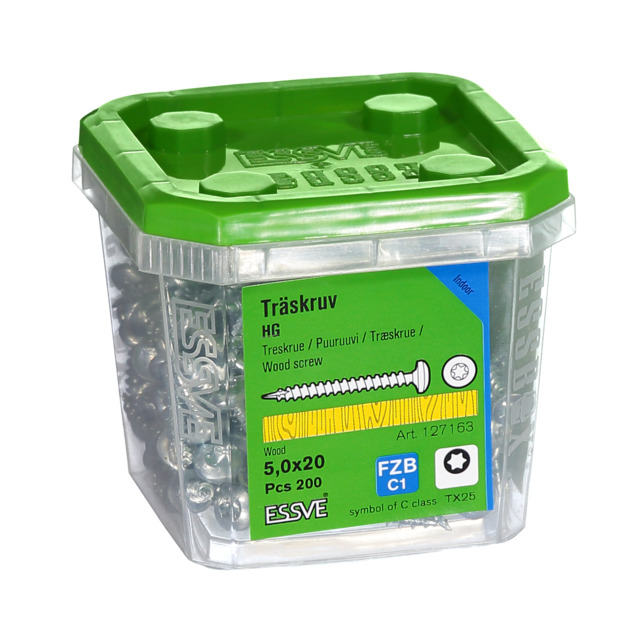 TRÄSKRUV KULLRIGT HUVUD TX25 HELGÄNGAD FZB 5X20MM 200ST